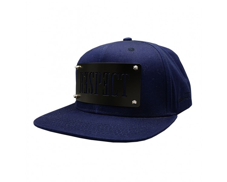 RESPECT Metal Plate Navy Snapback Hat