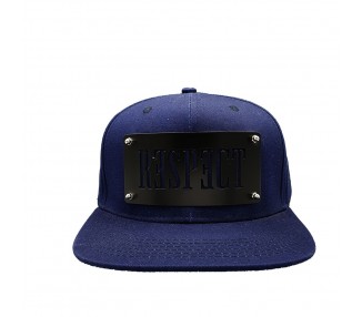 RESPECT Metal Plate Navy Snapback Hat