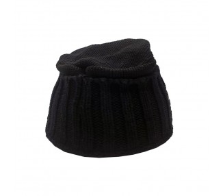 Knitted Beanie with Baseball Hat Visor -  Black