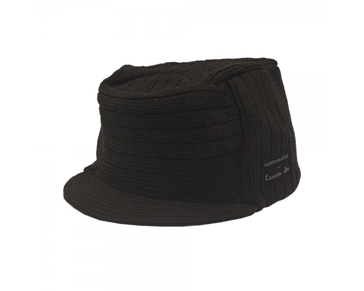 Lauren Rose Military Beanie with Visor - Zwart