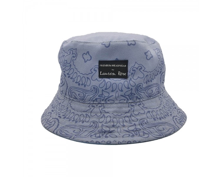 Reversible Light Blue Bucket met Paisley Print