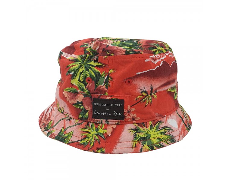 Lauren Rose Buckhet Hat Jungle Red