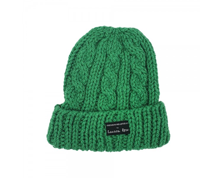 Lauren Rose Knitted Beanie Green