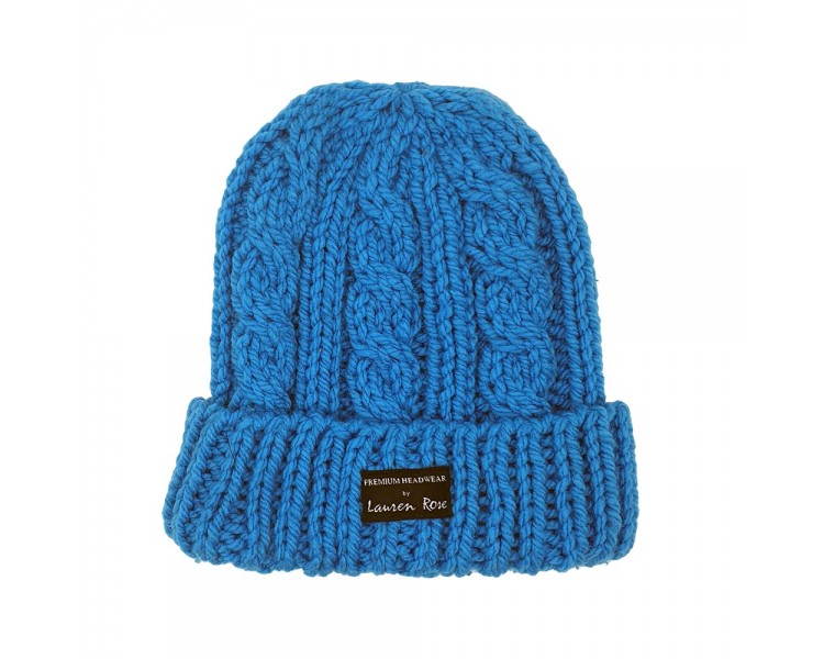 Lauren Rose Knitted Beanie Blue