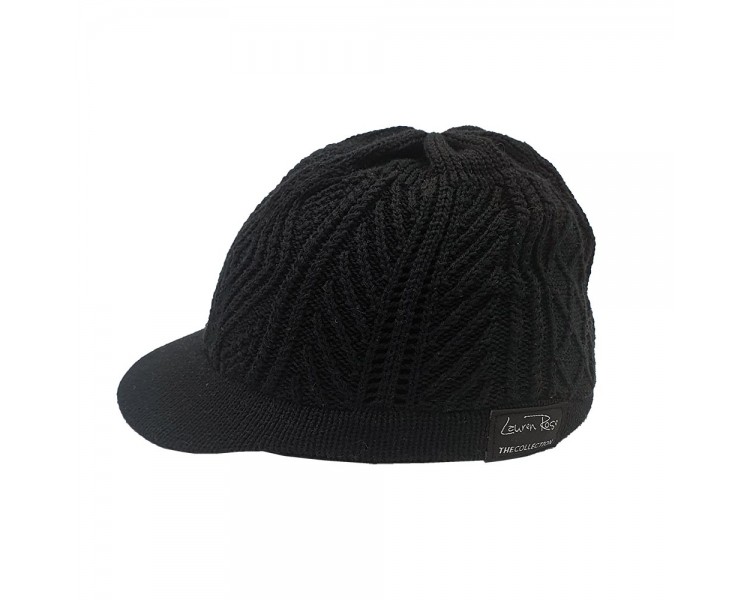 Lauren Rose - Beanie with Small Visor - Black