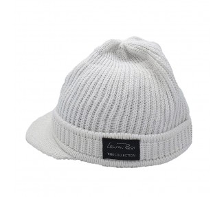 Lauren Ros - Beanie with Visor - White