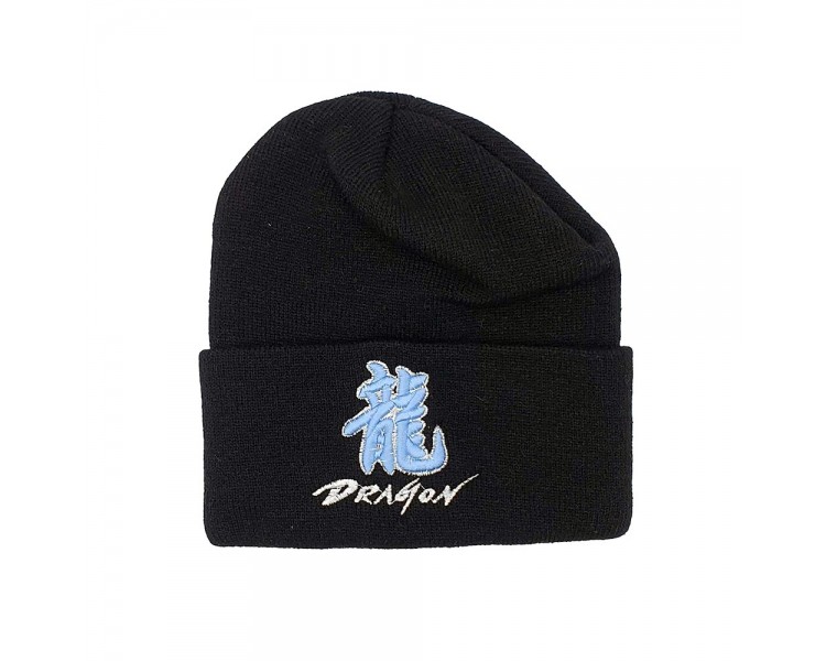 Lauren Rose - Chinese Dragon Sign Beanie - Black w/ Sky Blue logo