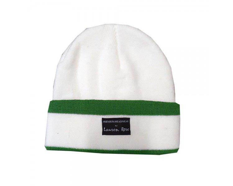 Lauren Rose Cuffed Beanie - White Green