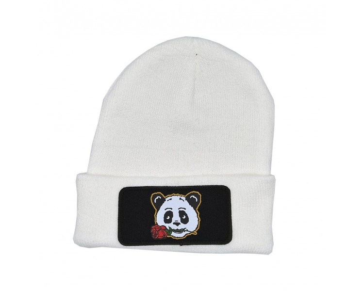 Cuffed Beanie - Rose Panda - White