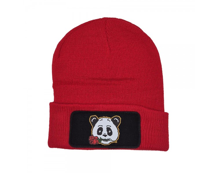 Cuffed Beanie - Rose Panda - Red