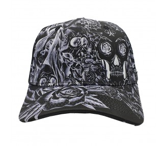 Inked & Badass Allover Black Rose Snapback Pet