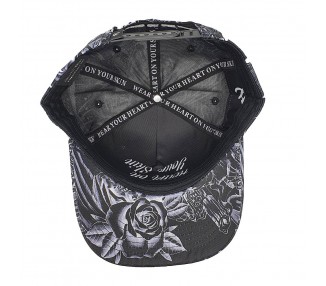 Inked & Badass Allover Black Rose Snapback Pet