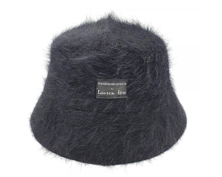 fluffy black bucket hat